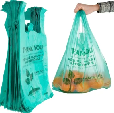 Biodegradable T-Shirt Shopping Bags - Eco-Friendly Custom Logo Plastic Bags for Business, High-Strength Compostable Retail Bags Supplier