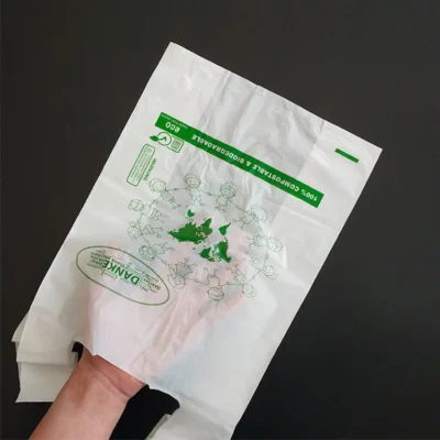 Custom 100% Biodegradable PLA Shopping Bags - EGP Certified Compostable T-Shirt Packaging Bags for Apparel, Food, Fruit & General Retail