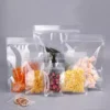 Custom Printed Clear Stand-Up Pouches - Food-Grade Transparent Plastic Packaging Bags with Resealable Zipper & Bottom Gusset