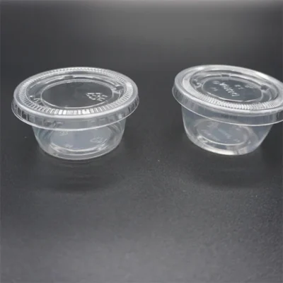 Custom Printed Disposable Sauce Cups - 0.5oz to 5.5oz Clear Soufflé Portion Cups with Lids for Branding & Dipping Sauce