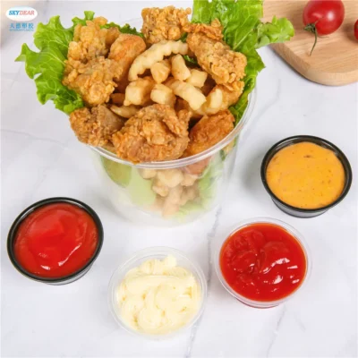 Custom Printed Disposable Sauce Cups - 0.5oz to 5.5oz Clear Soufflé Portion Cups with Lids for Branding & Dipping Sauce