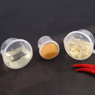 Customized Multi-Size Transparent Sauce Cups - Disposable Food-Grade Plastic Takeaway Containers with Airtight Lids