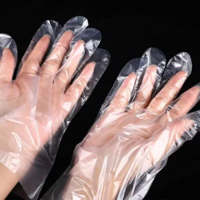 High-Density HDPE Disposable Household Gloves - Durable Clear Plastic Gloves for Cleaning, Hair Dyeing, and Multi-Purpose Use