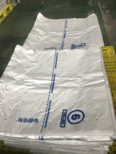 Macro-Perforated HDPE Liner Bags - Vented Plastic Packaging with High-Flow Air Holes for Industrial Produce Storage