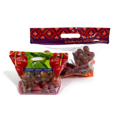 Premium PP Zip Lock Grape Packaging Bags - Transparent Breathable Fruit Pouches with Vent Holes for Supermarket Retail